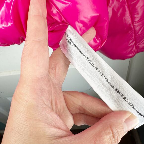 Zara Glossy Shiny Vinyl Puffer Jacket Hot Pink High Neck NEW Size Large L Baddie - Picture 11 of 16